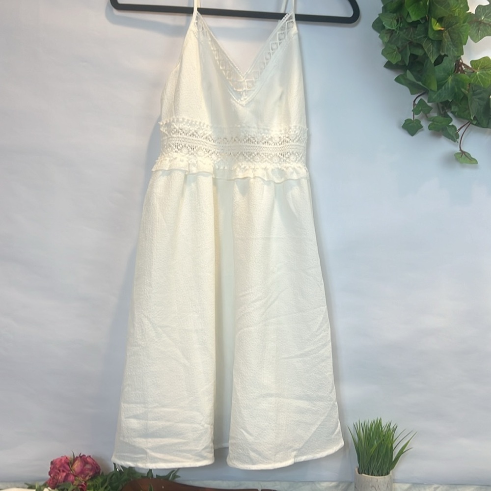 Shein White almost cream Embroidered Dress